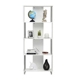 NNECW Standing Shelf with 4 Shelves &amp Metal Frame for Living Room &amp Office &amp Bedroom-White