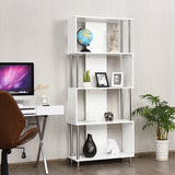 NNECW Standing Shelf with 4 Shelves &amp Metal Frame for Living Room &amp Office &amp Bedroom-White