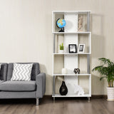 NNECW Standing Shelf with 4 Shelves &amp Metal Frame for Living Room &amp Office &amp Bedroom-White