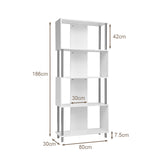 NNECW Standing Shelf with 4 Shelves &amp Metal Frame for Living Room &amp Office &amp Bedroom-White