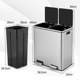 NNECW 60L Step Trash Garbage Can with Plastic Inner Buckets for Home