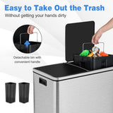 NNECW 60L Step Trash Garbage Can with Plastic Inner Buckets for Home