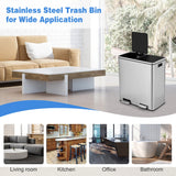 NNECW 60L Step Trash Garbage Can with Plastic Inner Buckets for Home