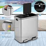 NNECW 60L Step Trash Garbage Can with Plastic Inner Buckets for Home