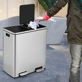 NNECW 60L Step Trash Garbage Can with Plastic Inner Buckets for Home