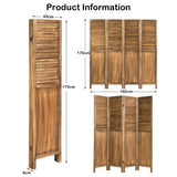 NNECW Portable 4 Panel Folding Wooden Room Divider for Home &amp Office-Dark Brown