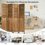 NNECW Portable 4 Panel Folding Wooden Room Divider for Home &amp Office-Dark Brown