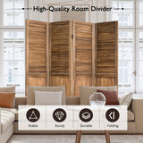 NNECW Portable 4 Panel Folding Wooden Room Divider for Home &amp Office-Dark Brown