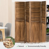 NNECW Portable 4 Panel Folding Wooden Room Divider for Home &amp Office-Dark Brown