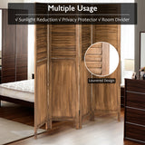 NNECW Portable 4 Panel Folding Wooden Room Divider for Home &amp Office-Dark Brown