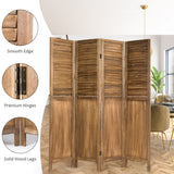 NNECW Portable 4 Panel Folding Wooden Room Divider for Home &amp Office-Dark Brown