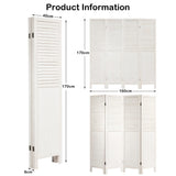 NNECW Portable 4 Panel Folding Wooden Room Divider for Home &amp Office-White