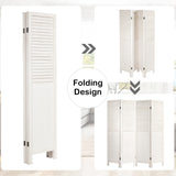 NNECW Portable 4 Panel Folding Wooden Room Divider for Home &amp Office-White