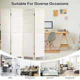 NNECW Portable 4 Panel Folding Wooden Room Divider for Home &amp Office-White