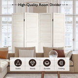 NNECW Portable 4 Panel Folding Wooden Room Divider for Home &amp Office-White