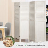 NNECW Portable 4 Panel Folding Wooden Room Divider for Home &amp Office-White