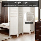NNECW Portable 4 Panel Folding Wooden Room Divider for Home &amp Office-White