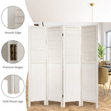 NNECW Portable 4 Panel Folding Wooden Room Divider for Home &amp Office-White
