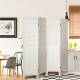 NNECW Portable 4 Panel Folding Wooden Room Divider for Home &amp Office-White