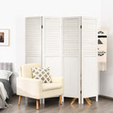 NNECW Portable 4 Panel Folding Wooden Room Divider for Home &amp Office-White