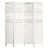 NNECW Portable 4 Panel Folding Wooden Room Divider for Home &amp Office-White