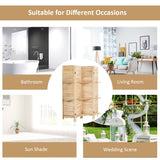 NNECW 4-Panel Portable Room Divider with Removable Storage Shelves-Brown