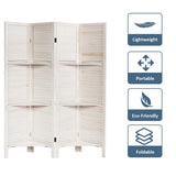 NNECW 4-Panel Portable Room Divider with Removable Storage Shelves-White