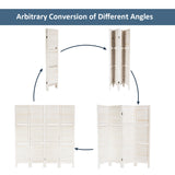NNECW 4-Panel Portable Room Divider with Removable Storage Shelves-White