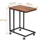 NNECW Industrial Side Table with Rolling Wheels for Bedroom