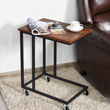 NNECW Industrial Side Table with Rolling Wheels for Bedroom