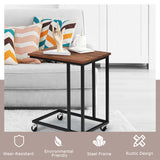 NNECW Industrial Side Table with Rolling Wheels for Bedroom