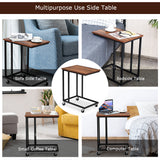 NNECW Industrial Side Table with Rolling Wheels for Bedroom