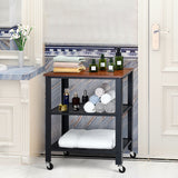 NNECW Industrial Kitchen Serving Storage Cart with 2 Grid Shelves-Black