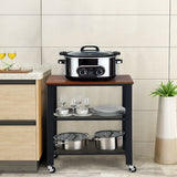 NNECW Industrial Kitchen Serving Storage Cart with 2 Grid Shelves-Black