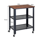 NNECW Industrial Kitchen Serving Storage Cart with 2 Grid Shelves-Black