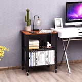 NNECW Industrial Kitchen Serving Storage Cart with 2 Grid Shelves-Black