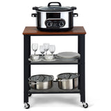 NNECW Industrial Kitchen Serving Storage Cart with 2 Grid Shelves-Black