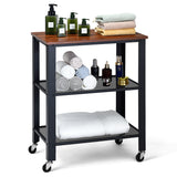 NNECW Industrial Kitchen Serving Storage Cart with 2 Grid Shelves-Black
