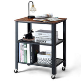 NNECW Industrial Kitchen Serving Storage Cart with 2 Grid Shelves-Black