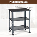 NNECW Industrial Kitchen Serving Storage Cart with 2 Grid Shelves-Silver