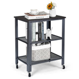 NNECW Industrial Kitchen Serving Storage Cart with 2 Grid Shelves-Silver