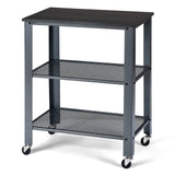 NNECW Industrial Kitchen Serving Storage Cart with 2 Grid Shelves-Silver