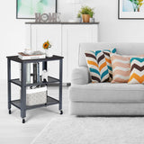 NNECW Industrial Kitchen Serving Storage Cart with 2 Grid Shelves-Silver