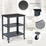 NNECW Industrial Kitchen Serving Storage Cart with 2 Grid Shelves-Silver