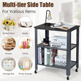 NNECW Industrial Kitchen Serving Storage Cart with 2 Grid Shelves-Silver