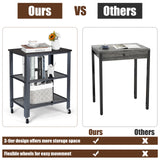 NNECW Industrial Kitchen Serving Storage Cart with 2 Grid Shelves-Silver
