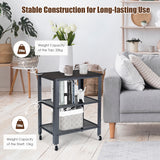 NNECW Industrial Kitchen Serving Storage Cart with 2 Grid Shelves-Silver