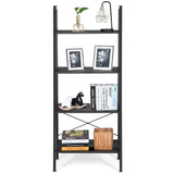NNECW 4-Tier Ladder Bookshel with No-Shaking Construction for Office