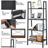 NNECW 4-Tier Ladder Bookshel with No-Shaking Construction for Office