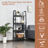 NNECW 4-Tier Ladder Bookshel with No-Shaking Construction for Office